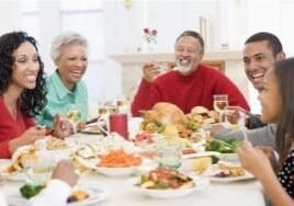 Family enjoying a meal together at home.
