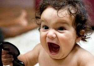 Excited baby announcing new website news.